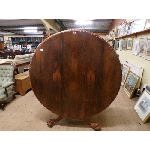 1961 - WILLIAM IV ROSEWOOD TILT TOP PEDESTAL BREAKFAST TABLE, 135CM DIAM