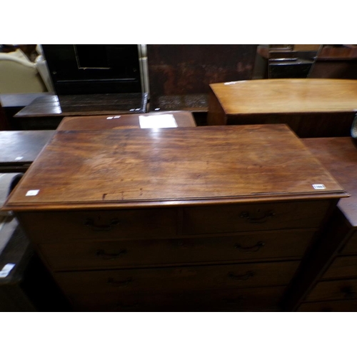 1966 - GEORGIAN MAHOGANY CHEST OF TWO SHORT AND THREE LONG DRAWERS