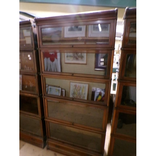 1970 - GLOBE WERNICKE FIVE TIER MAHOGANY BOOKCASE, 87CM W, 185CM H