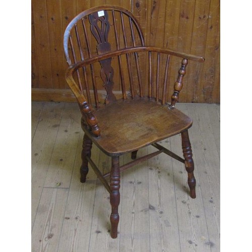 1926 - EARLY 19c FRUITWOOD BOWBACK CHAIR (IN NEED OF RESTORATION), 35cm h