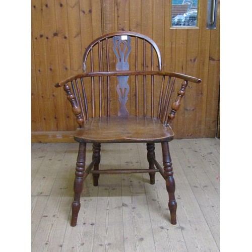 1926 - EARLY 19c FRUITWOOD BOWBACK CHAIR (IN NEED OF RESTORATION), 35cm h