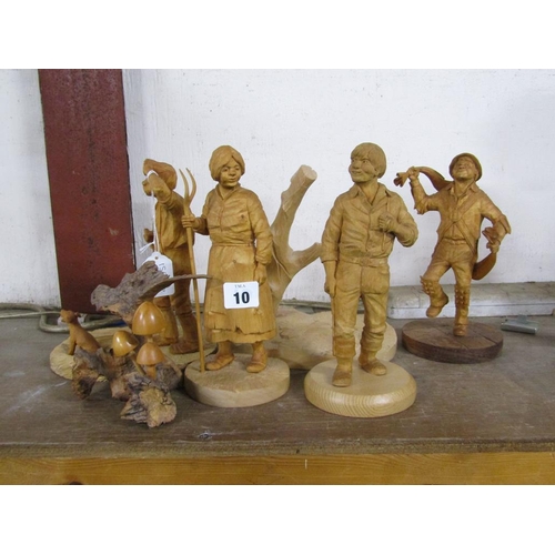 10 - COLLECTION OF CARVED FOLKART FIGURES