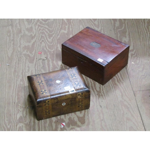 109 - TWO ANTIQUE BOXES  TO INCL TUNBRIDGEWARE