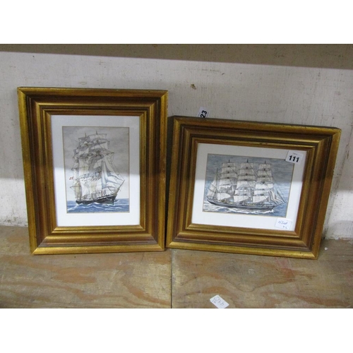 111 - FRAMED WATERCOLOUR - SAILING SHIP