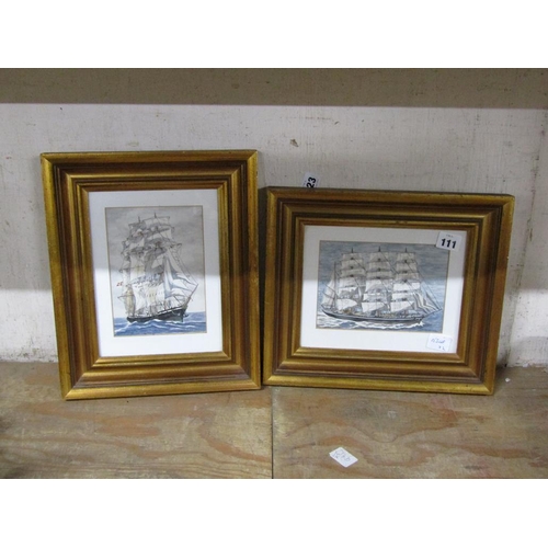 111 - FRAMED WATERCOLOUR - SAILING SHIP