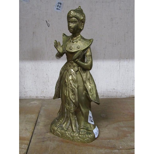 112 - ORIENTAL CAST METAL FIGURE OF A FEMALE