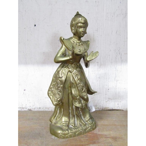 112 - ORIENTAL CAST METAL FIGURE OF A FEMALE