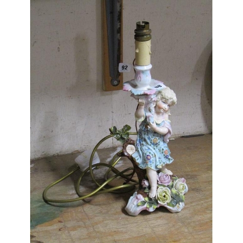 88 - EARLY 20C CONTINENTAL PORCELAIN FIGURATIVE LAMP