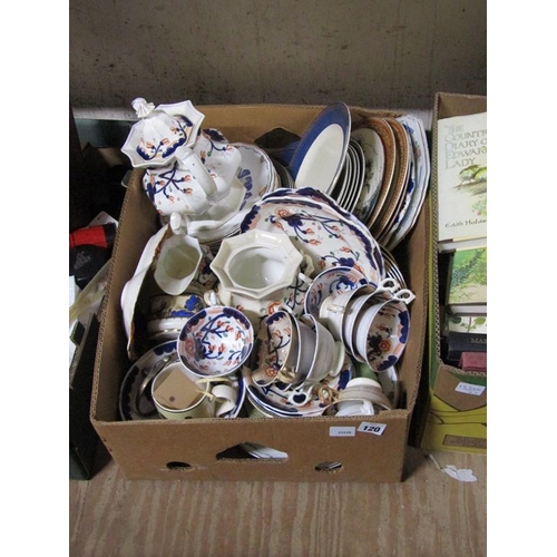 120 - BOX OF MIXED CHINA TO INCL GAUDY WELSH