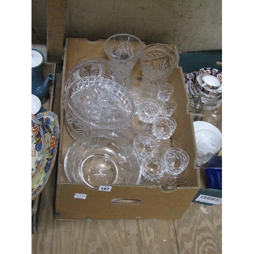 127 - BOX OF CRYSTAL GLASSWARE