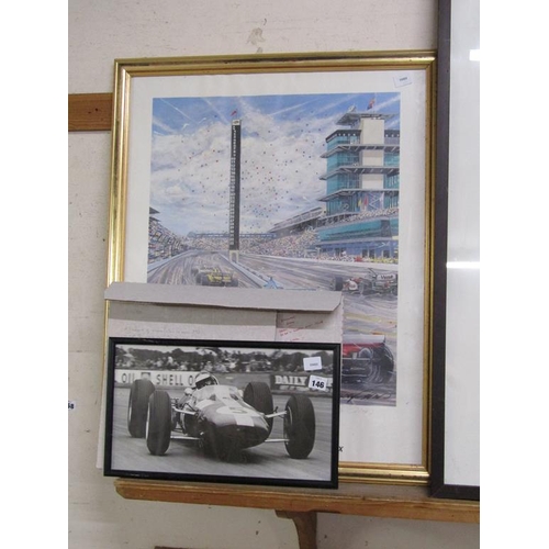 146 - MOTOR RACING PRINTS - ONE SIGNED