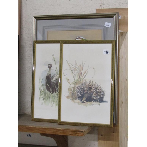 156 - NATURE PRINTS; PASTEL OF HERON