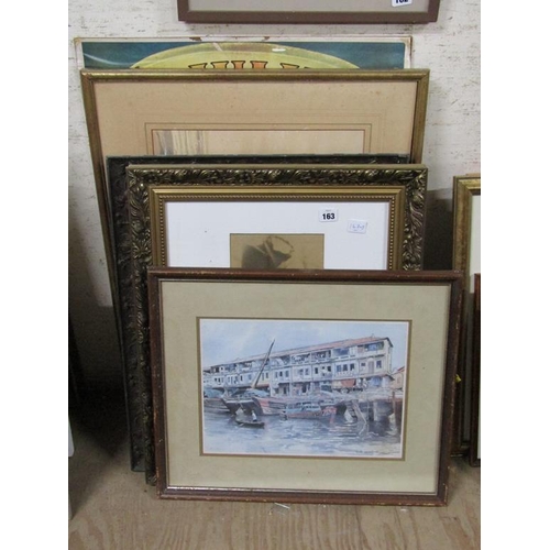 163 - COLLECTION OF FRAMED WATERCOLOURS AND PRINTS TO INCL ADVERTISING