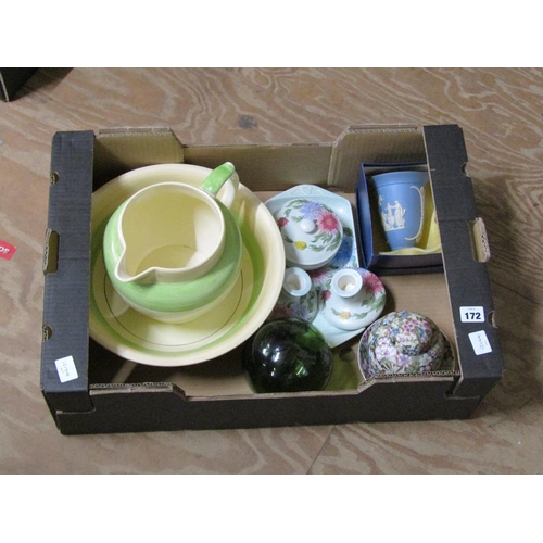 172 - BRADFORD DRESSING TABLE SET, JASPERWARE, WASH JUG, BOWL ETC