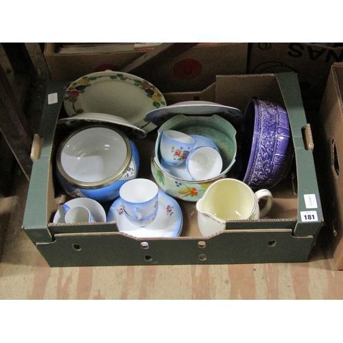 181 - BOX OF MID 20C TEA WARES AND BOWLS