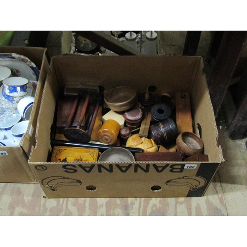 182 - BOX OF TREEN TO INCL BOXES