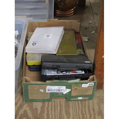 218 - BOX OF TOOLS AND SCREWS ETC