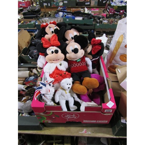 229 - DISNEY SOFT TOYS AND ONE OTHER