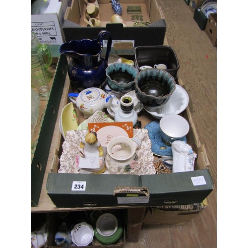 234 - BOX OF MIXED CERAMICS, FIGURINES ETC