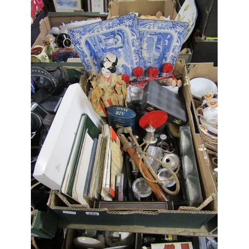 242 - BOX OF MISC TO INCL PLATEMATS, SILVER PLATE ORNAMENTS