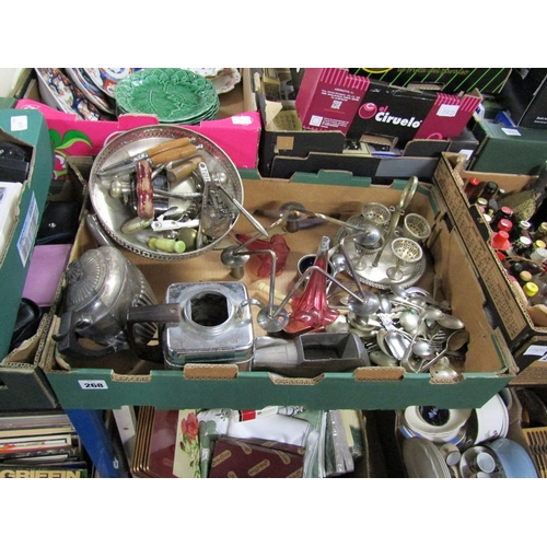 268 - BOX OF MIXED SILVER PLATE