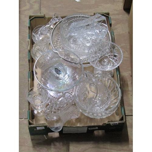 282 - BOX OF CRYSTAL GLASSWARE, WATERFORD CRYSTAL CLOCK