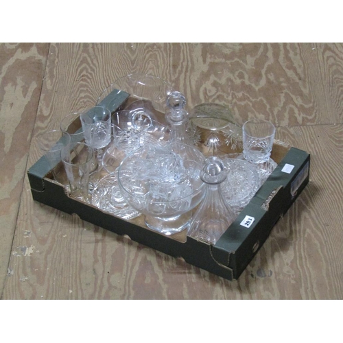 293 - BOX OF CRYSTAL GLASS TO INCL DECANTERS