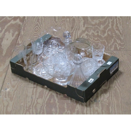 293 - BOX OF CRYSTAL GLASS TO INCL DECANTERS