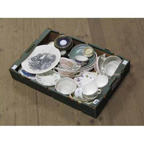 296 - BOX OF TEA AND TABLEWARES TO INCL MINTON