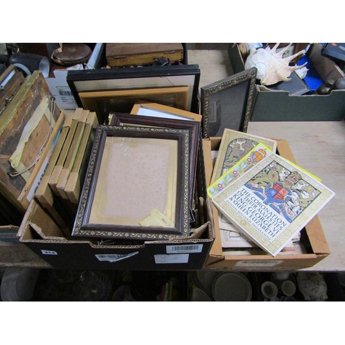 314 - QTY OF PICTURE FRAMES, CORONATION SOUVENIR PROGRAMMES ETC