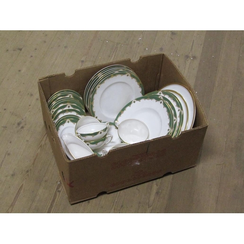 328 - TWO BOXES OF MIXED CERAMICS TO INCL PART DERBY SERVICE, POOLE POTTERY VASE