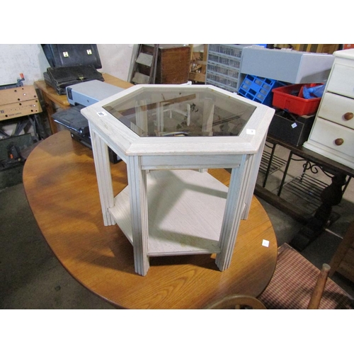 557 - GLASS OCTAGONAL OCCASIONAL TABLE