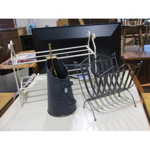 571 - SHOE RACK; COAL SCUTTLE; TOOLS ETC