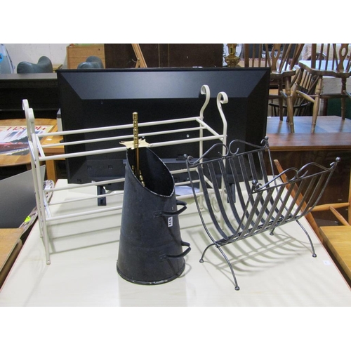 571 - SHOE RACK; COAL SCUTTLE; TOOLS ETC