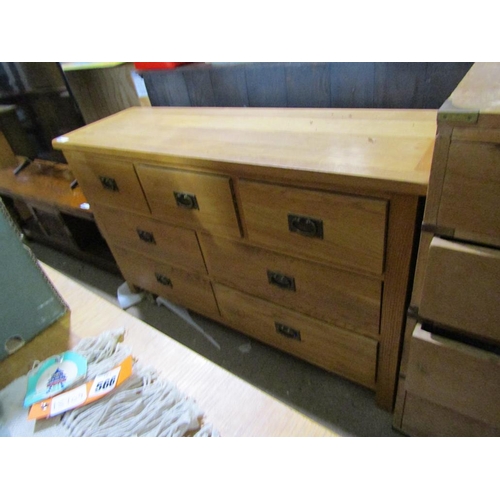 586 - MODERN OAK CHEST OF SEVEN DRAWERS