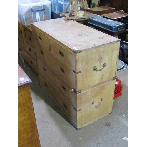 588 - VICTORIAN PINE MILITARY CHEST