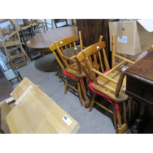 601 - DUCAL PINE CIRCULAR DINING TABLE AND FOUR CHAIRS