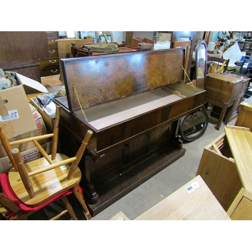 604 - VICTORIAN BURR WALNUT CABINET CONVERTED FROM PIANO