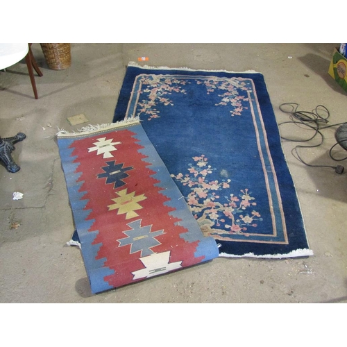 614 - BLUE GROUND ORIENTAL CARPET; RUG