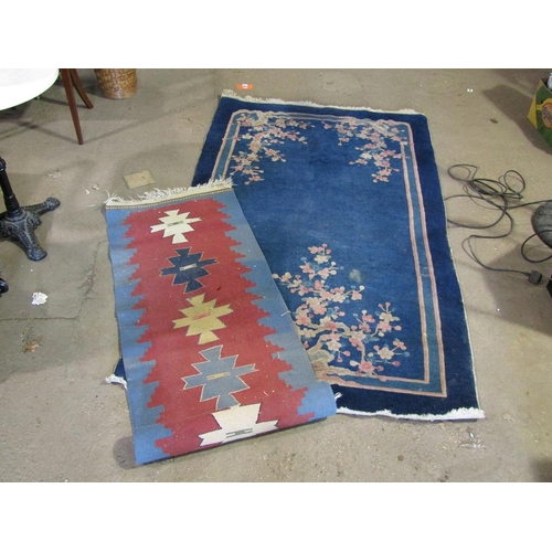 614 - BLUE GROUND ORIENTAL CARPET; RUG