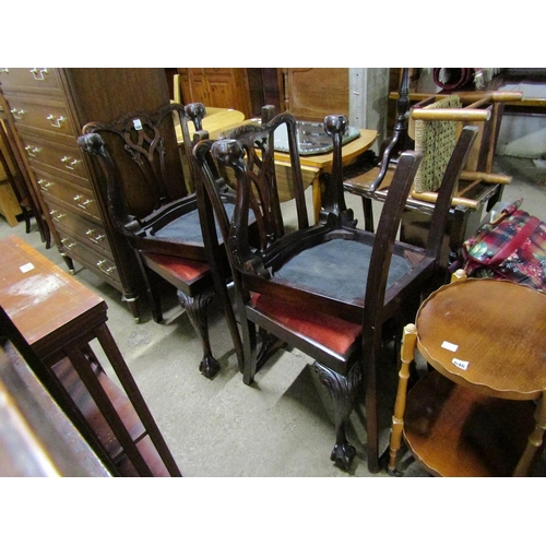 645 - SET OF FOUR 1920'S MAHOGANY CHIPPENDALE STYLE DINING CHAIRS