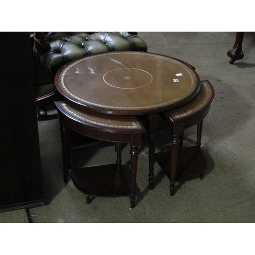 649 - NEST OF REPRO LEATHER TOP OCCASIONAL TABLES