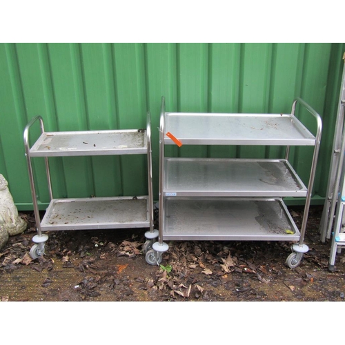 932 - TWO STEEL TROLLEYS