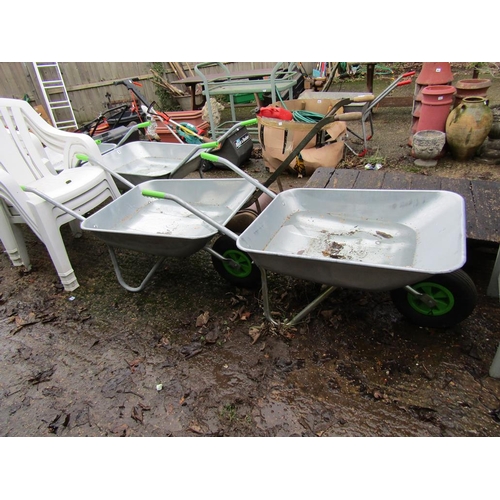 942 - TWO ALUMINIUM WHEELBARROWS