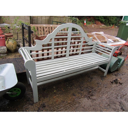 943 - PAINTED SLATTED WOOD GARDEN SEAT