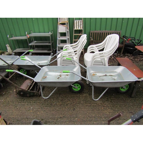 949 - TWO ALUMINIUM WHEELBARROWS