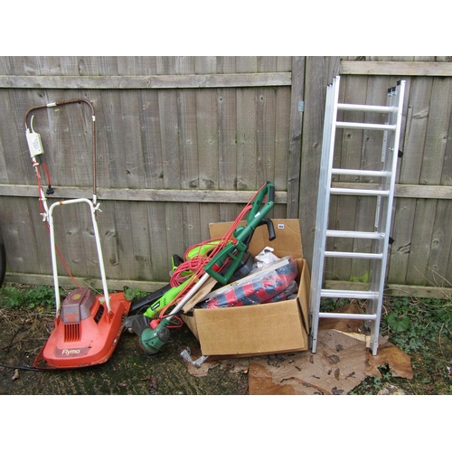 950 - QTY OF GARDEN TOOLS, LADDER ETC