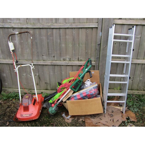 950 - QTY OF GARDEN TOOLS, LADDER ETC