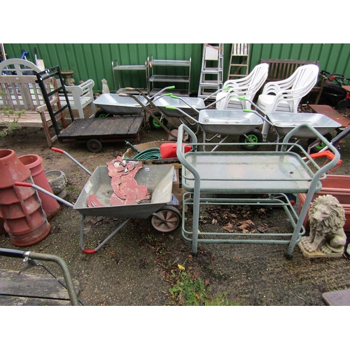 957 - METAL WHEEL BARROW, TROLLEY ETC