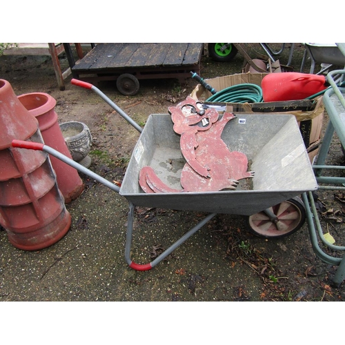 957 - METAL WHEEL BARROW, TROLLEY ETC